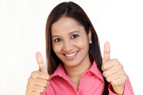 Woman giving thumbs-up